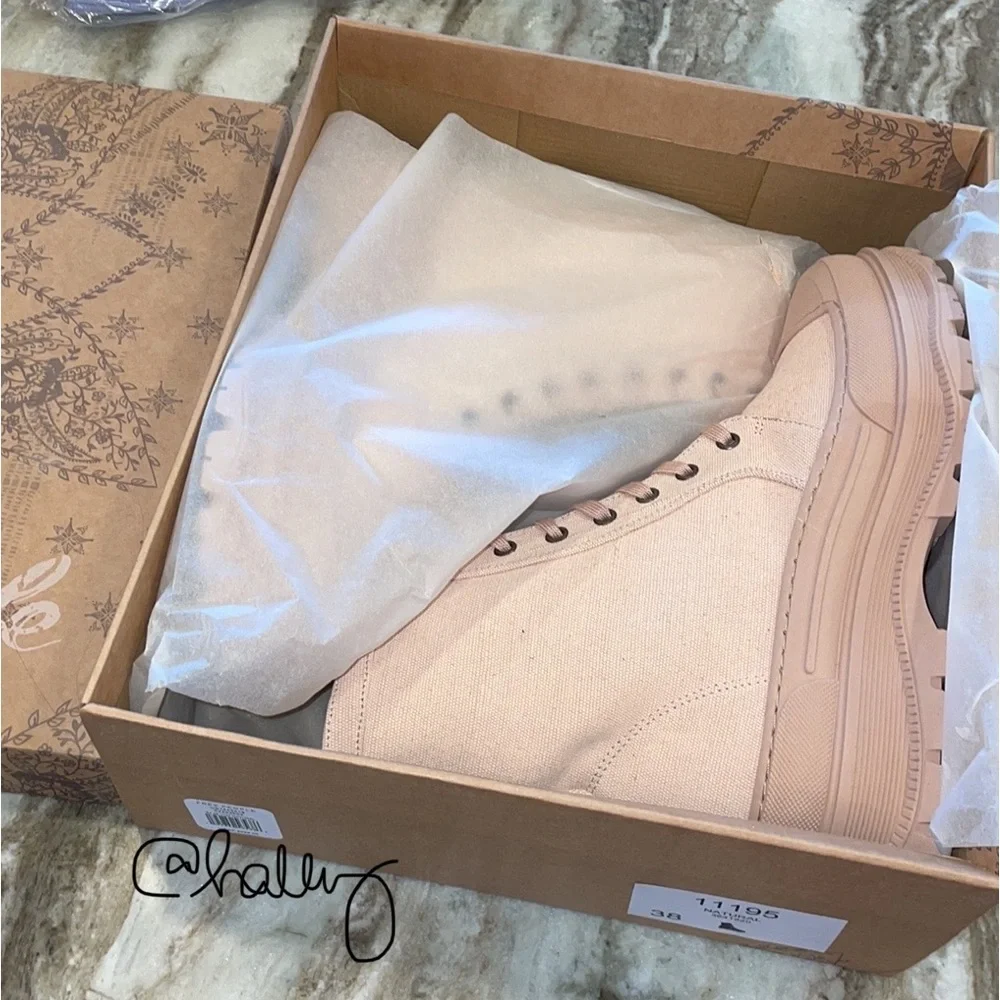 Free People Camp Out Canvas Lace-Up Boots in Natural - Picture 14 of 15